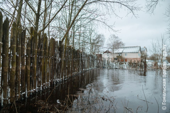 За сутки паводковыми водами подтоплены участок дороги и 2 подворья в Лоевском и Речицком районах