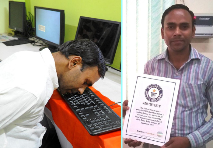Индиец установил рекорд по скорости печати носом: как быстро он набрал весь алфавит?