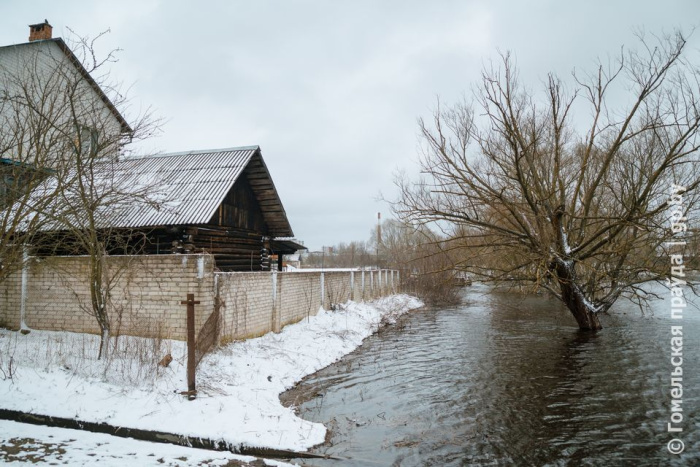 За сутки паводковыми водами подтоплено 2 участка дороги и 22 подворья в Гомельской области