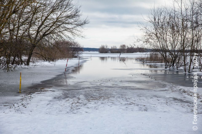 За сутки паводковыми водами подтоплены 2 участка дорог в Гомельской области