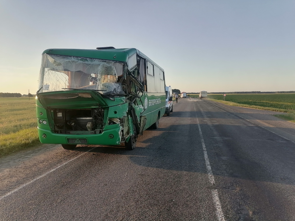 В Речицком районе столкнулись автобус и микроавтобус. Есть пострадавший